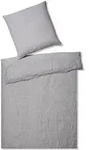 elegante Halbleinen Bettw&auml;sche Breezee hellgrau Kissenbezug einzeln 40x80 cm - grau