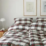 elegante Soft-Flanell Bettw&auml;sche Westminster wine 135x200 cm + 80x80 cm -