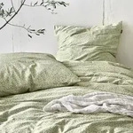 Irisette Seersucker Bettw&auml;sche Easy Airdrie 155x220 cm + 80x80 cm | gr&uuml;n - gr&uuml;n