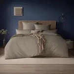 Estella Mako-Satin Uni Bettw&auml;sche Valetta 155x220 cm + 80x80 cm | kiesel - grau