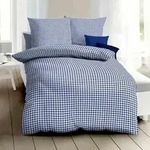 Kaeppel Biber Bettw&auml;sche Vichy Karo blau 135x200 cm + 80x80 cm - blau