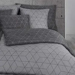 Traumschlaf Mako-Satin Bettw&auml;sche Geo grau 135x200 cm + 80x80 cm - grau