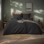 Estella Mako-Satin Uni Bettw&auml;sche Valetta 135x200 cm + 80x80 cm | anthrazit -...