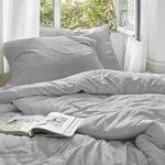 Irisette Seersucker Bettw&auml;sche Easy Granby 155x220 cm + 80x80 cm | silber - grau
