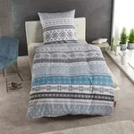 Traumschlaf Biber Bettw&auml;sche Schneeflocken blau 135x200 cm + 80x80 cm - blau;grau
