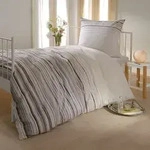 BettwarenShop Biber Bettw&auml;sche Streifen beige 240x220 cm + 2x 80x80 cm - beige
