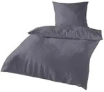 Traumschlaf Uni Seersucker Bettw&auml;sche 200x220 cm + 2x 80x80 cm | anthrazit -...