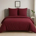Traumschlaf Uni Feinbiber Bettw&auml;sche 200x220 cm + 2x 40x80 cm | bordeaux - rot