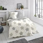 Traumschlaf Biber Wendebettw&auml;sche Sterne beige 200x200 cm + 2x 80x80 cm -...