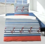 Traumschlaf Seersucker Bettw&auml;sche Anker blau 135x200 cm + 80x80 cm - blau;rot