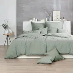 Enrico Coss Bettw&auml;sche Stonewashed 135x200 cm + 80x80 cm | olive - gr&uuml;n