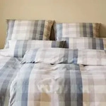 elegante Soft-Flanell Bettw&auml;sche Glasgow salbei blau 155x220 cm + 80x80 cm -