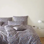 elegante Mako Satin Bettw&auml;sche Leolook 135x200 cm + 80x80 cm | kobaltblau -...