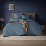 Estella Mako-Satin Uni Bettw&auml;sche Valetta 155x220 cm + 80x80 cm | taube - blau