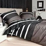 Janine Mako-Satin Bettw&auml;sche J.D. 8468-07 200x200 cm + 2x 80x80 cm - schwarz
