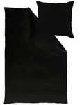 Curt Bauer Uni Mako-Satin Bettw&auml;sche 135x200 cm + 80x80 cm | schwarz - schwarz