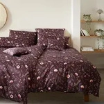 elegante Mako-Satin Bettw&auml;sche Sorbet beere 155x220 cm + 80x80 cm - lila
