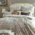 Curt Bauer Mako-Brokat Damast Bettw&auml;sche Louis XIV altsilber 155x220 cm + 80x80 cm -