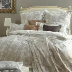 Curt Bauer Mako-Brokat Damast Bettw&auml;sche Louis XIV altsilber 135x200 cm + 80x80 cm -