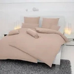Janine Mako-Soft-Seersucker Bettw&auml;sche Piano 200x200 cm + 2x 80x80 cm | taupe -