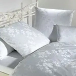 Curt Bauer Mako-Brokat-Damast Bettw&auml;sche Josephine weiss 155x220 cm + 80x80 cm...
