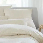 elegante Mako-Satin Bettw&auml;sche Hamburger Streifen 135x200 cm + 80x80 cm | natur -