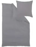 Curt Bauer Uni Mako-Satin Bettw&auml;sche 155x220 cm + 80x80 cm | mattsilber - grau