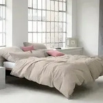 elegante Halbleinen Bettw&auml;sche Breezee sand 135x200 cm + 80x80 cm - beige