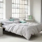 elegante Halbleinen Bettwäsche Breezee weiss 135x200 cm + 80x80 cm - weiß