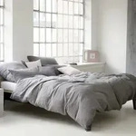 elegante Halbleinen Bettw&auml;sche Breezee dunkelgrau 135x200 cm + 80x80 cm - grau