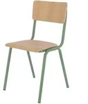 Stuhl Zero Multiplex und Metall, stapelbar im Retro Chic, Salbei und Eiche, robust