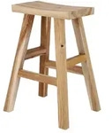 Barhocker Curve aus massivem Teakholz, natur, moderner Massivstil, 62 cm...