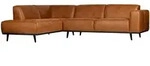 Ecksofa Statement Lederoptik, modern links, cognacbraun, komfortabel gepolstert