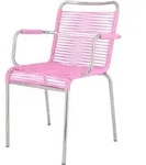 Stuhl Spaghetti aus Aluminium, Retro Chic mit wetterfestem PVC, pink, von Fiam,