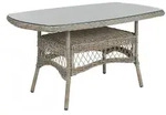 Gartenesstisch Kamomill 135x80 cm aus Kunst-Rattan und Glas, klassisch, beige,...