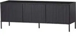 TV Board Gravure aus Kiefernholz, modernes Design mit Linienmuster, Schwarz, 150 cm