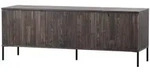 TV Board Gravure aus Eschenholz, modernes Design mit Linienmuster, Espresso, 150 cm