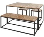 Tischgruppe Alois aus massiver Robinie, modern, Outdoor, Natur Schwarz, rechteckig,