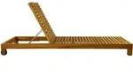 Gartenliege Sonnenbett Korfu aus Teakholz, modern, natur, mit Rollen und