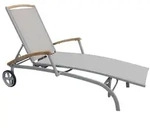 Gartenliege Andy von Brafab aus Teakholz, modern, beige, verstellbare R&uuml;ckenlehne,
