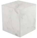 Gartencouchtisch Zten aus Aluminium mit Steinplatte, modern, wei&szlig;, 40x40 cm