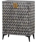 Kommode Menne aus Mangoholz, klassisches Design, modern, schwarz, mit Klappt&uuml;ren und