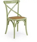 Stuhl Cross aus Ulmenholz und Rattan, klassischer Stil, gr&uuml;n, robust und
