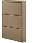 Schuhschrank Sabine aus Metall, modernes Design, sandfarben, drei F&auml;cher,