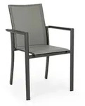 Gartenstuhl Konnor aus Aluminium und Textilene, modern stapelbar mit Armlehne,