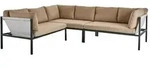 Gartenecksofa Allie mit Kissen aus Aluminium und Barley-Olefin Stoff, modern,