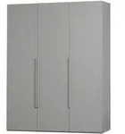 Kleiderschrank Rens Holz, modern mit 3 T&uuml;ren und Schubladen, hellgrau,...