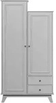 Kleiderschrank Lily aus Kiefernholz, Landhausstil, hellgrau lackiert, mit...