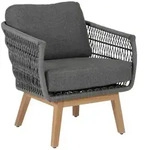 Gartensessel Kenton mit Kissen aus Teak und Rattan, modern skandinavisch, grau...