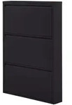 Schuhschrank Sabine aus Metall, modernes Design, Schwarz, platzsparend, 3 F&auml;cher